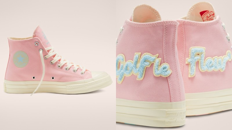 连鞋底都布满小花图案！Converse X GOLF le FLEUR*联名系列再推粉色毛呢感Chenille帆布鞋 美美日记,meimeiriji.com