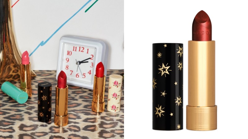 Gucci 2020年全新口红古驰倾色星辉唇膏Rouge à Lèvres Gothique，黑色管身配上复古金色点点繁星实在太吸睛 美美日记,meimeiriji.com