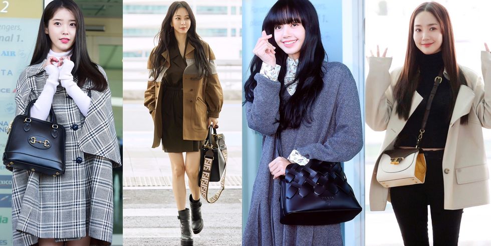 时装周女星出国背什么搭飞机？IU、LISA、朴敏英...韩星机场穿搭爱用包包品牌介绍 美美日记,meimeiriji.com