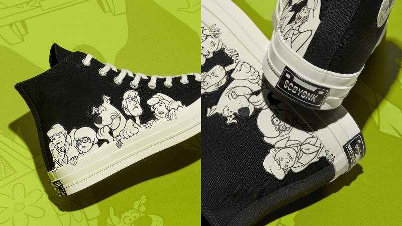 黑色刺绣图案太俏皮！Converse推出Scooby-Doo联名鞋款，把经典卡通注入Chuck 70帆布鞋 美美日记,meimeiriji.com