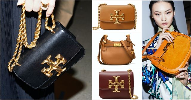 古典瓷器图腾、2020秋冬经典怀旧风太美！TORY BURCH「Eleanor小方包」拿铁咖、奶茶色美晕，70年代「Lee Radziwill」马鞍包欧美网红IG一致背上 美美日记,meimeiriji.com