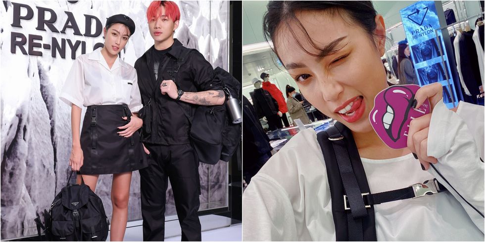 OZI、游宇潼分享猎奇环保妙招，穿PRADA Re-Nylon再生尼龙系列实用又可爱！洋装上有束口袋、外套就是后背包！ 美美日记,meimeiriji.com