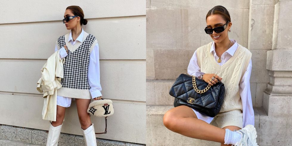 【穿搭笔记】今年冬天时髦的人都在穿「衬衫＋V领针织背心」！不只慵懒率性还很显瘦 美美日记,meimeiriji.com